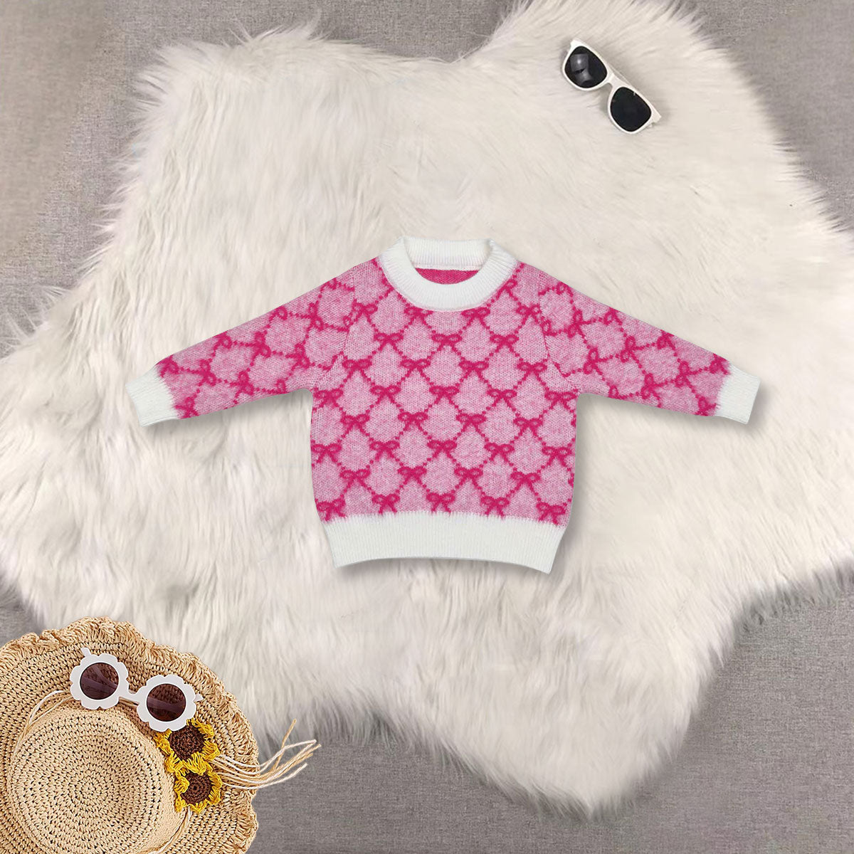 RTS NO MOQ Sibling baby girls clothes Christmas Sweater High quality sweater fabric in stock