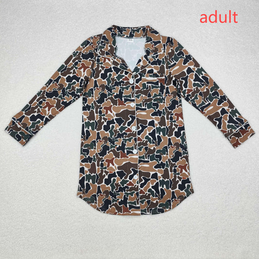 rts no moq GT0695 Adult female brown green camouflage beige long-sleeved top