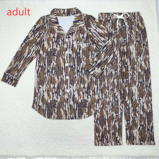 rts no moq GT0696+P0587 Adult female military green camouflage long-sleeved top trousers sets