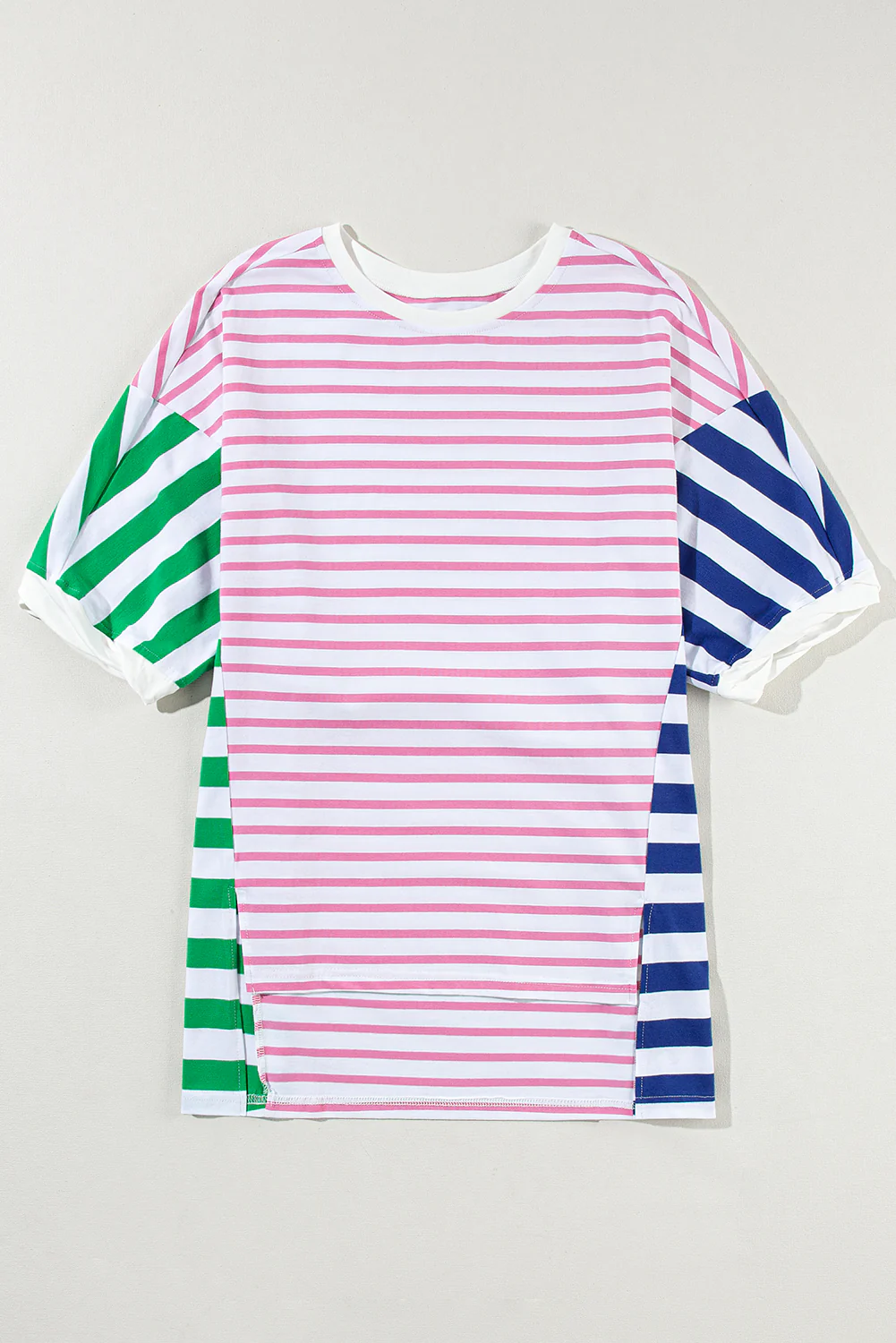 no moq GT0707 PRE-ORDER adult clothes colorful striped adult women short sleeve summer top-2024.8.8