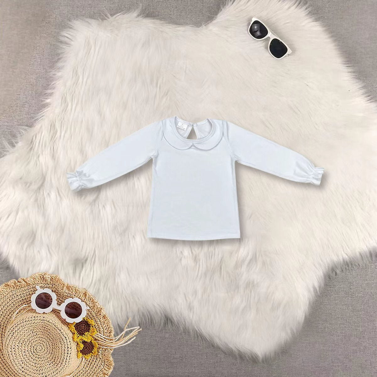 RTS NO MOQ Sibling baby boys girl clothes white long sleeve top and shorts and sets