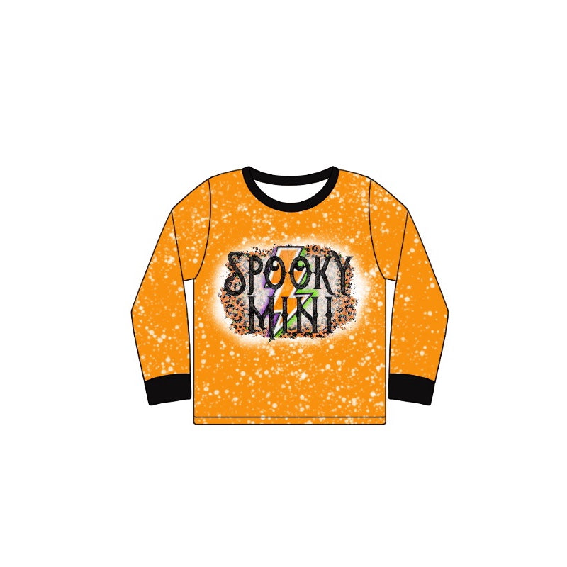 No moq GT0712 pre-order toddler girls clothes spooky MINI orange long Sleeve Top 2024.8.13