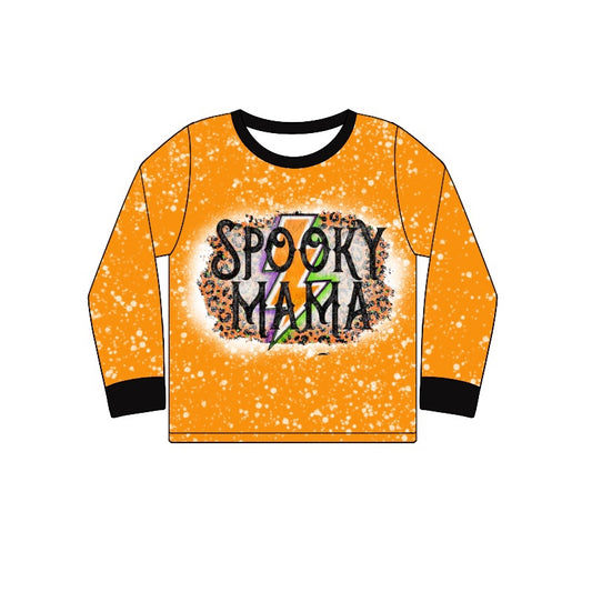 no moq GT0713 PRE-ORDER adult clothes spooky MAMA orange adult women long sleeve summer top-2024.8.13