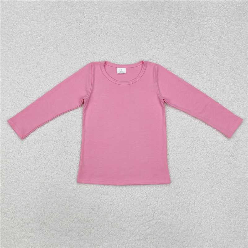 RTS NO MOQ baby girl clothes solid color long-sleeved tops