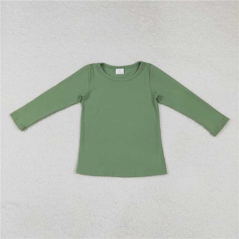 RTS NO MOQ baby girl clothes solid color long-sleeved tops