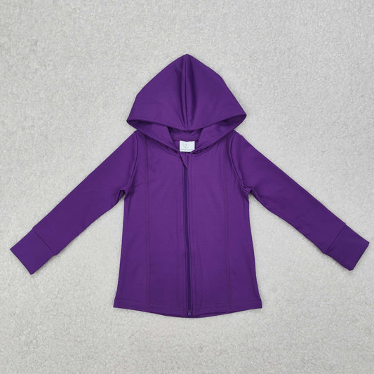 RTS NO MOQ ETA 5/7days Arrived GT0807 Purple yoga suit zipper hooded long-sleeved top