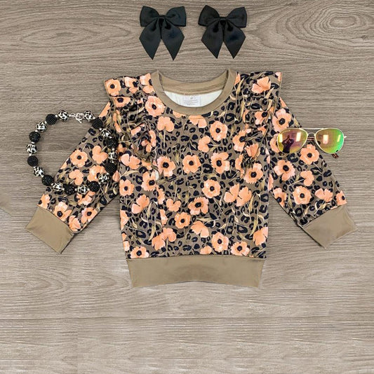 No moq GT0843 pre-order toddler girls clothes floral long Sleeve Top 2024.10.8