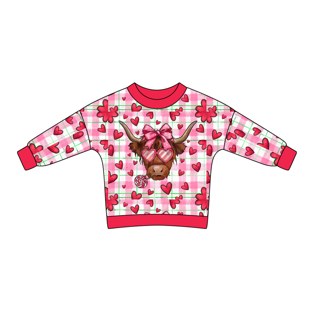 No moq GT0853 pre-order toddler girls clothes alpine love bow pink long Sleeve Top 2024.10.14