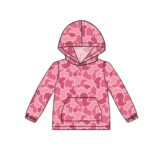 No moq GT0866 pre-order toddler girl clothes camouflage pink hooded long Sleeve Top 2024.10.18