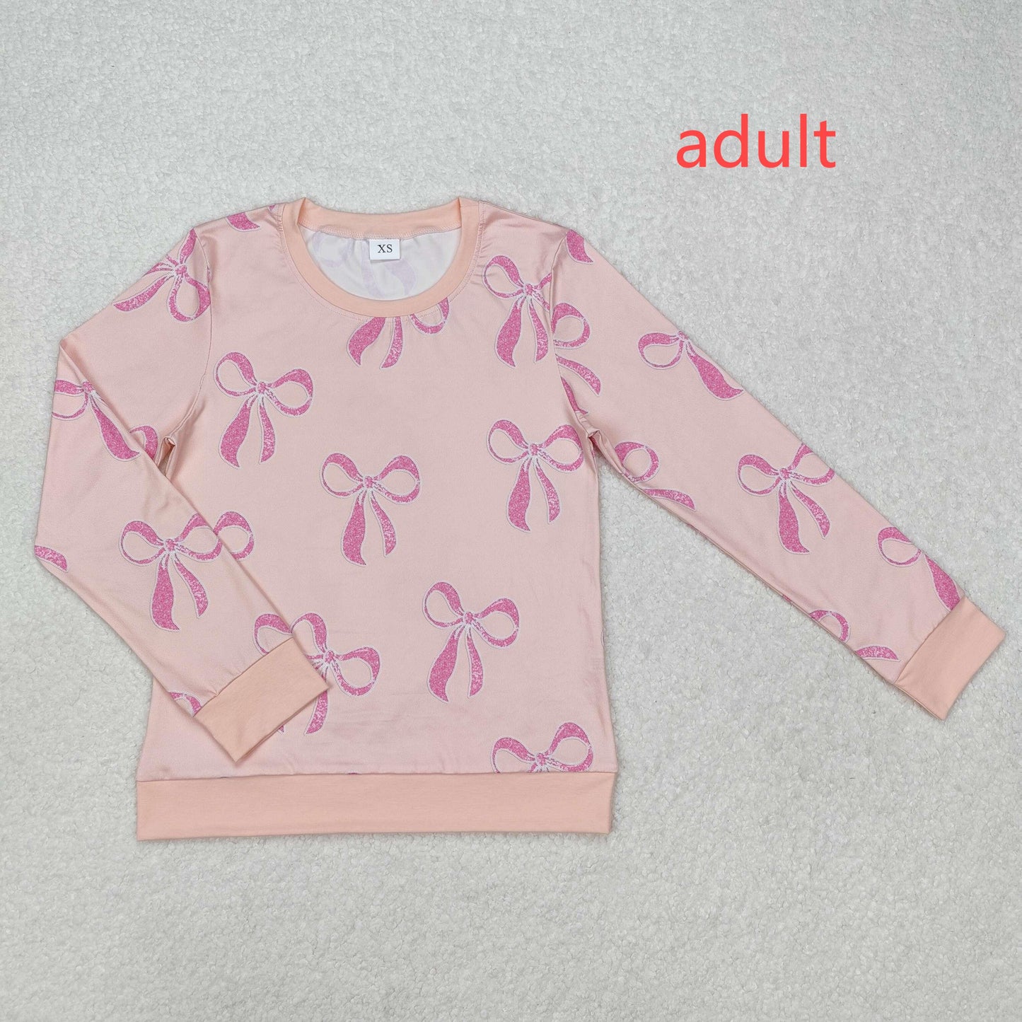 RTS NO MOQ ETA 5/7days arrived GT0878 Adult female pink long-sleeved top with bow pattern