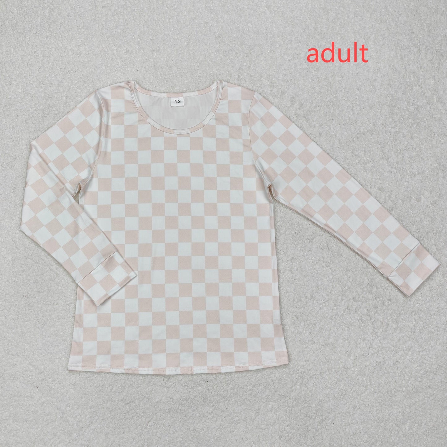 RTS NO MOQ ETA 5/7days arrived GT0906 Adult Women Pink Checkered Long Sleeve Shirts Tops