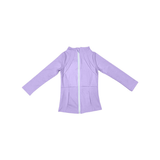 no moq GT0910 pre-order baby girls clothes yoga wear purple zipper long sleeve top-2024.12.7