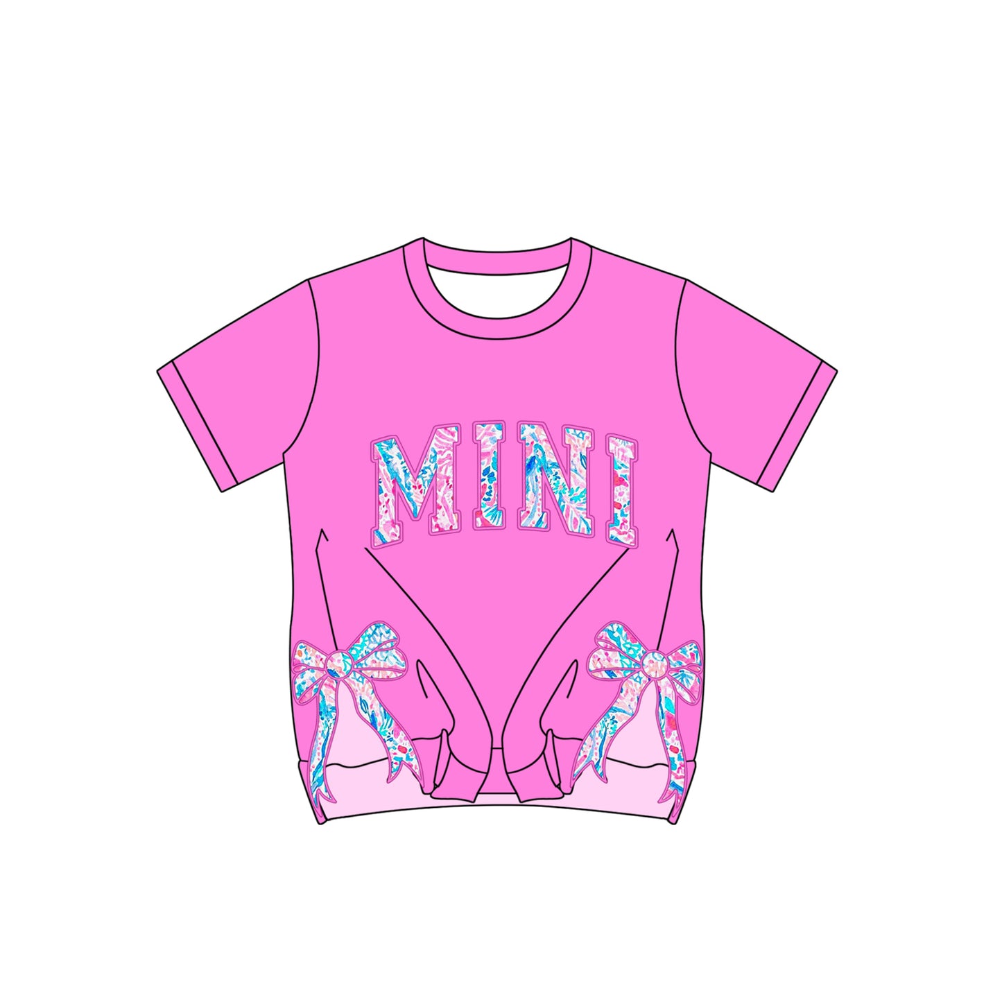 No moq GT0923 pre-order toddler girls clothes MINI bow short Sleeve Top 2024.12.23