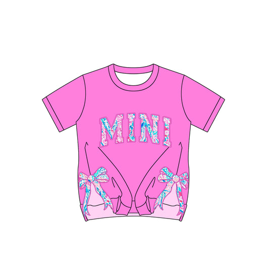 No moq GT0923 pre-order toddler girls clothes MINI bow short Sleeve Top 2024.12.23