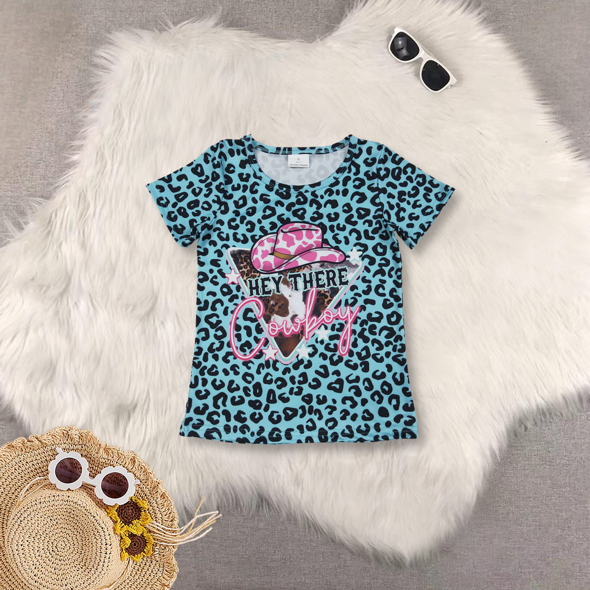 RTS NO MOQ Sibling baby girls clothes cow head short sleeve top yoga shorts sets