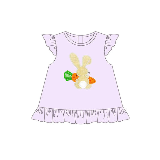 No moq GT0947 pre-order toddler girls clothes easter purple flying Sleeve Top 2025.1.11