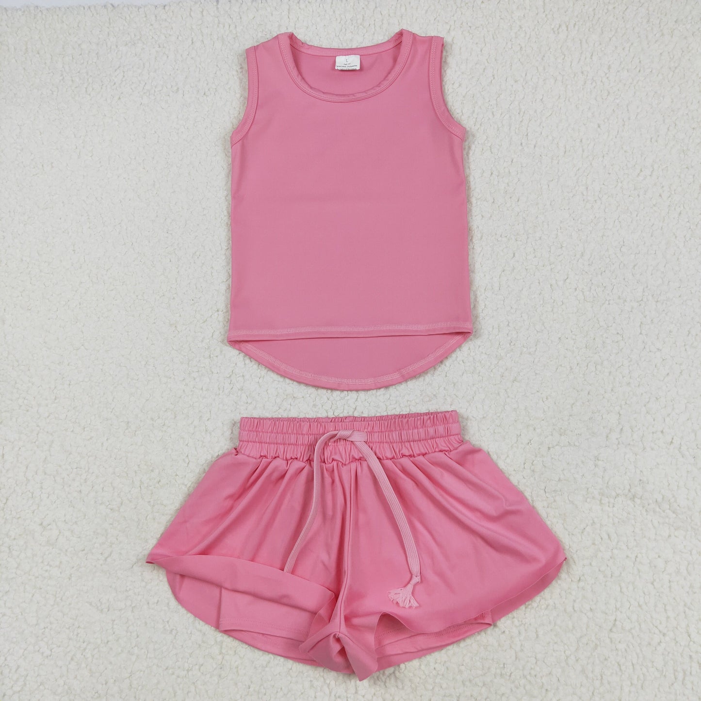 RTS NO MOQ GT0983+SS0546 Pink sleeveless yoga top shorts sets