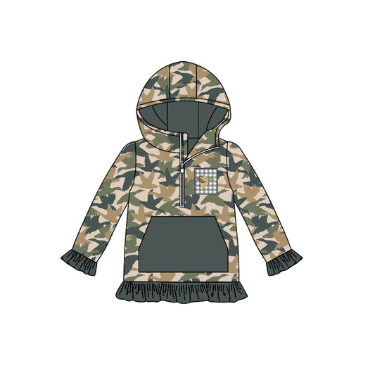 (Pre Order) No moq GT1133 pre-order toddler girl clothes camouflage hooded long Sleeve Top -2025.7.30