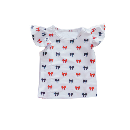 (Pre Order) No moq GT1148 pre-order toddler girl clothes bow flying Sleeve Top -2025.8.5