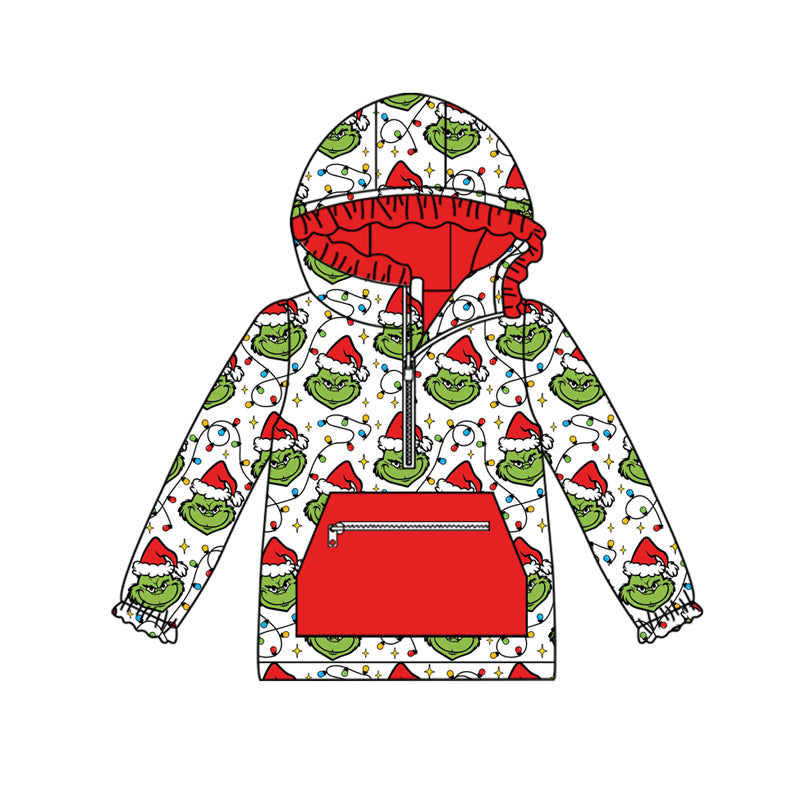 (Pre Order) No moq GT1163 pre-order toddler girl clothes Christmas cartoon hooded long Sleeve Top -2025.8.15