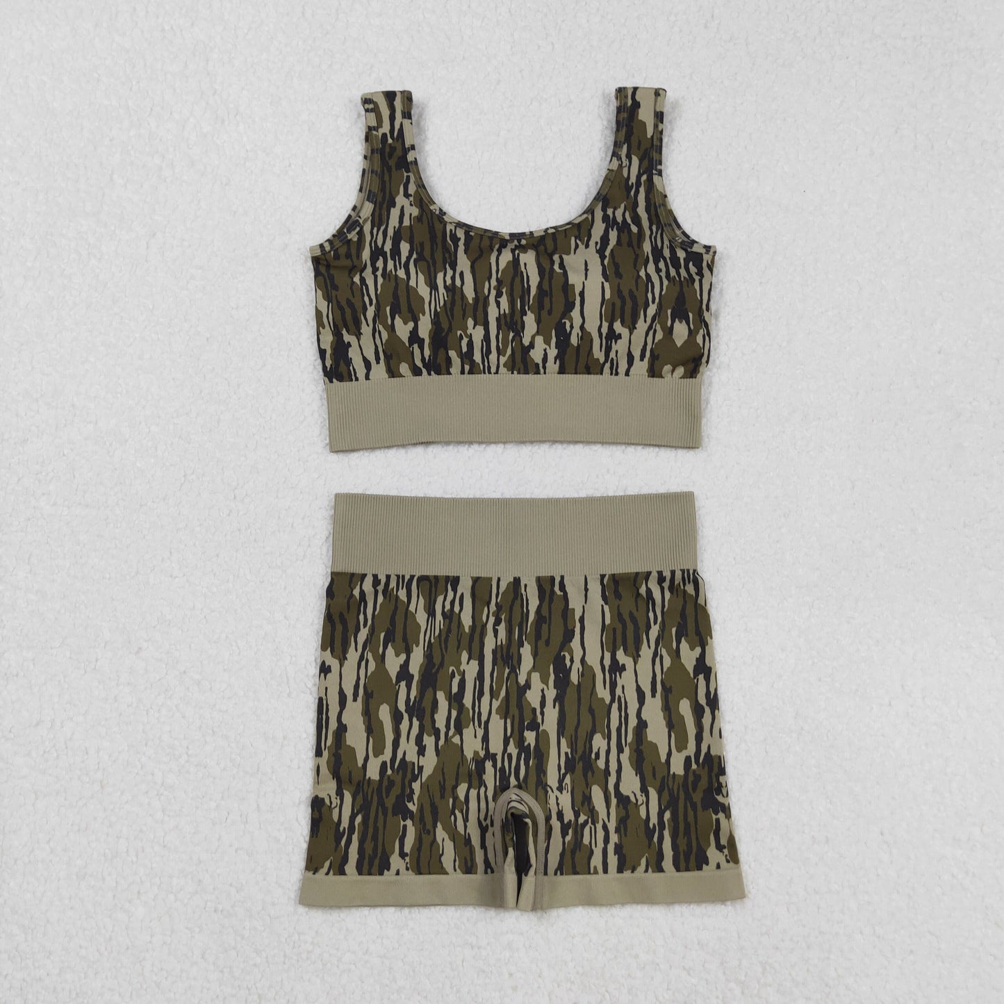 RTS NO MOQ Sibling Adult Women's camouflage Tank Top shorts sets