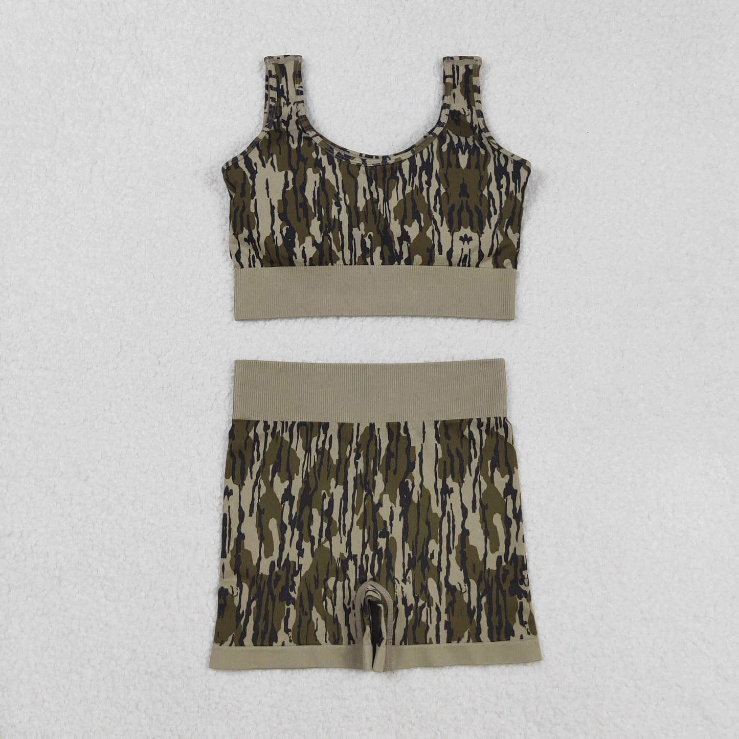RTS NO MOQ Sibling Adult Women's camouflage Tank Top shorts sets