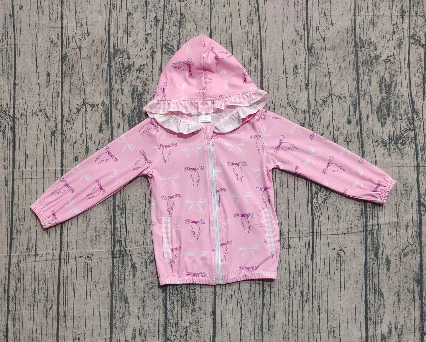 (Pre Order) No moq GT1217 pre-order toddler girl clothes pink bow hooded long Sleeve Top -2025.11.8