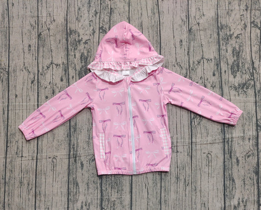 (Pre Order) No moq GT1217 pre-order toddler girl clothes pink bow hooded long Sleeve Top -2025.11.8