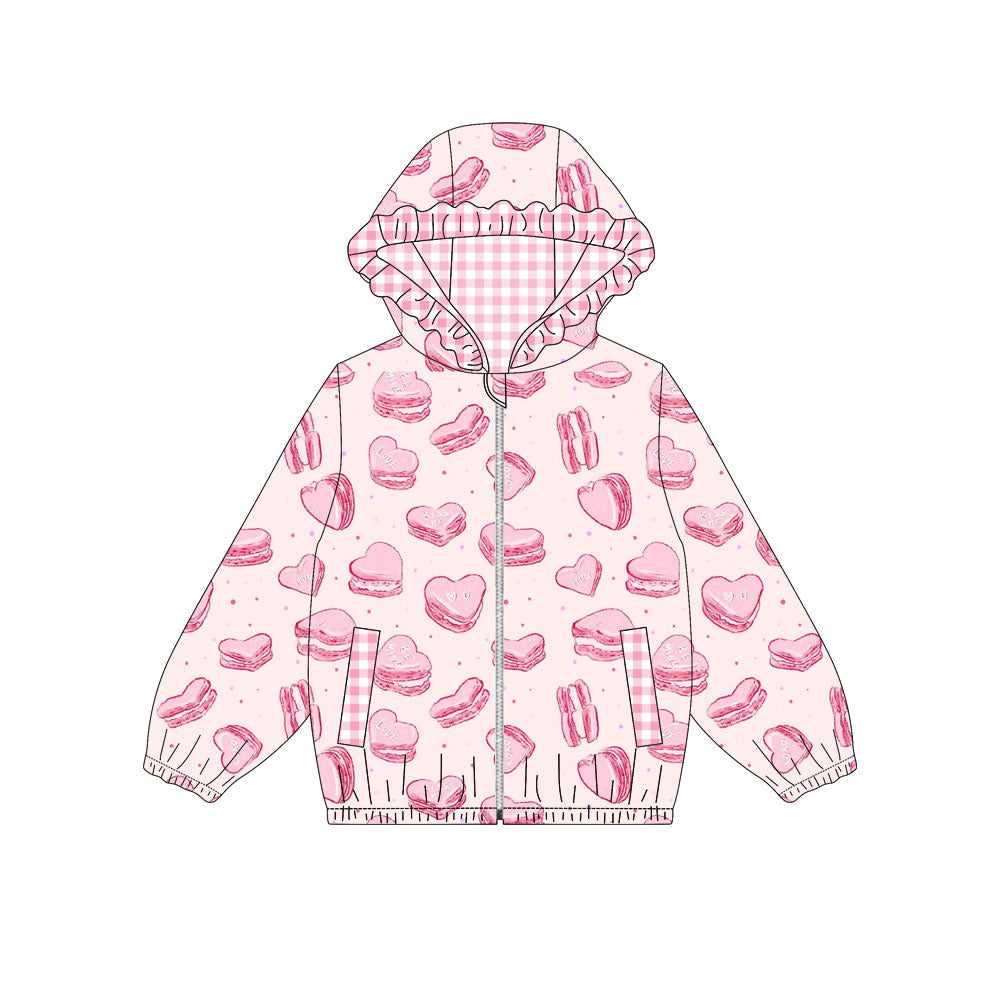 (Pre Order) No moq GT1218 pre-order toddler girl clothes love pink hooded long Sleeve Top -2025.9.5