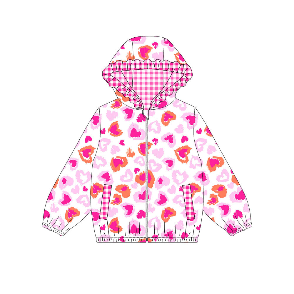 (Pre Order) No moq GT1219 pre-order toddler girl clothes pink love hooded long Sleeve Top -2025.9.5