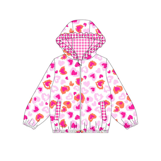 (Pre Order) No moq GT1219 pre-order toddler girl clothes pink love hooded long Sleeve Top -2025.9.5