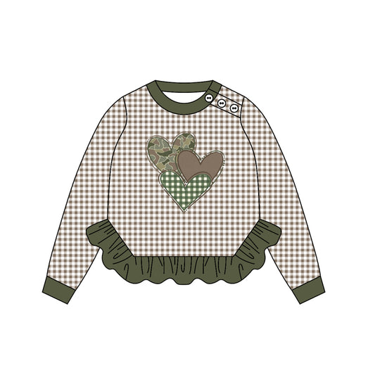 (Pre Order) No moq GT1225 pre-order toddler girl clothes camouflage love long Sleeve Top -2025.9.10