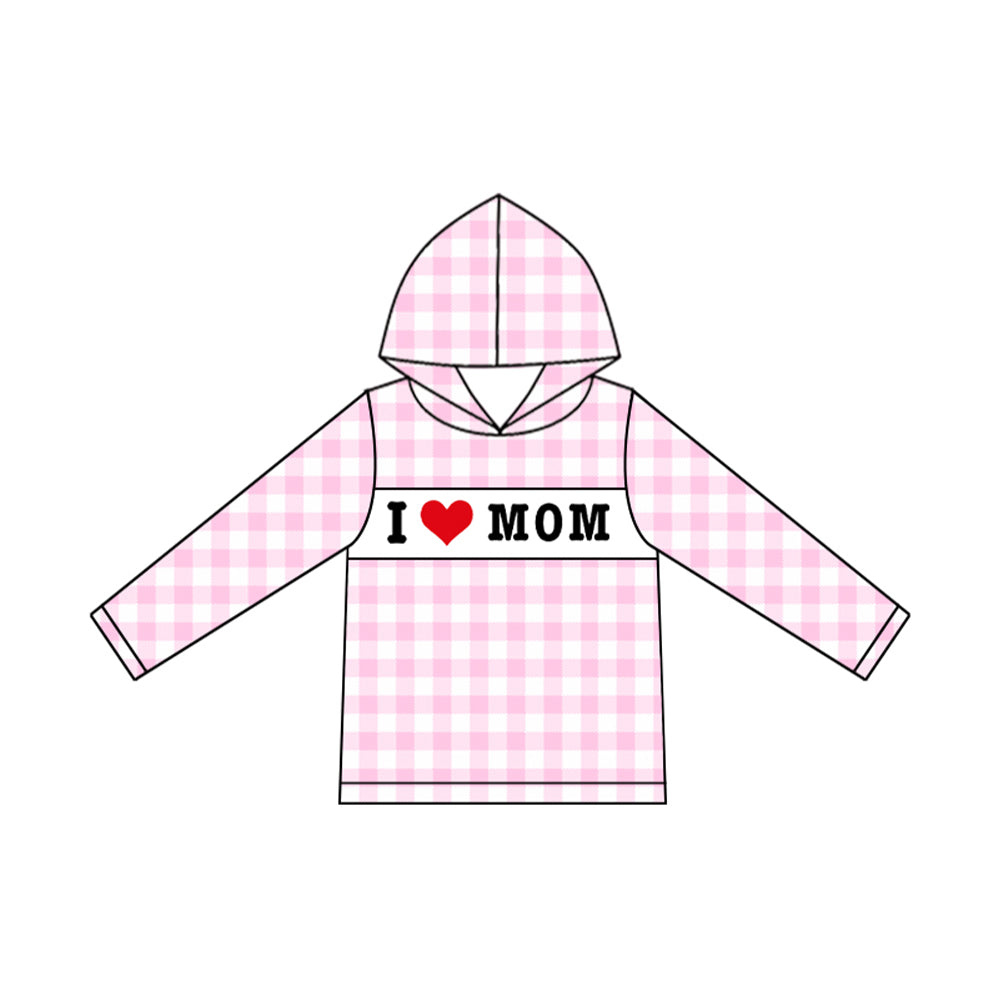 (Pre Order) No moq GT1228 pre-order toddler girl clothes I LOVE MOM hooded long Sleeve Top -2025.9.13