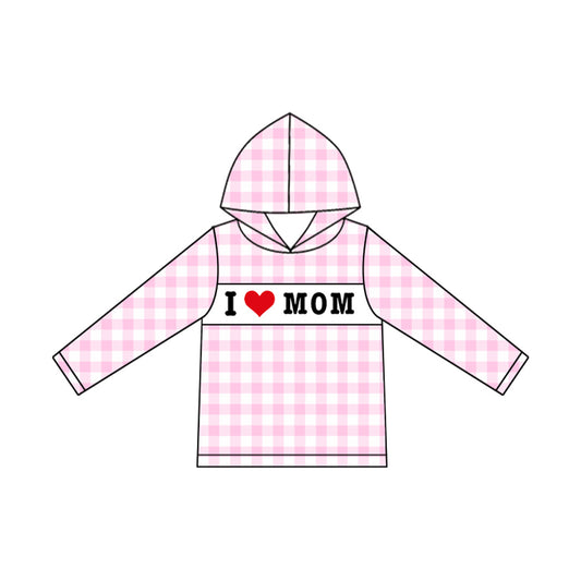 (Pre Order) No moq GT1228 pre-order toddler girl clothes I LOVE MOM hooded long Sleeve Top -2025.9.13