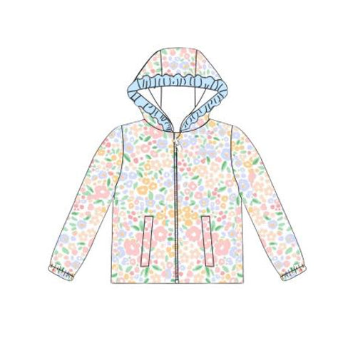 (Pre Order) No moq GT1231 pre-order toddler girl clothes floral hooded long Sleeve Top -2025.9.13