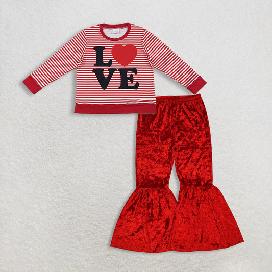 12/18m-7/8t RTS NO MOQ Sibling Baby Girls LOVE long sleeve pants Set and top and pants