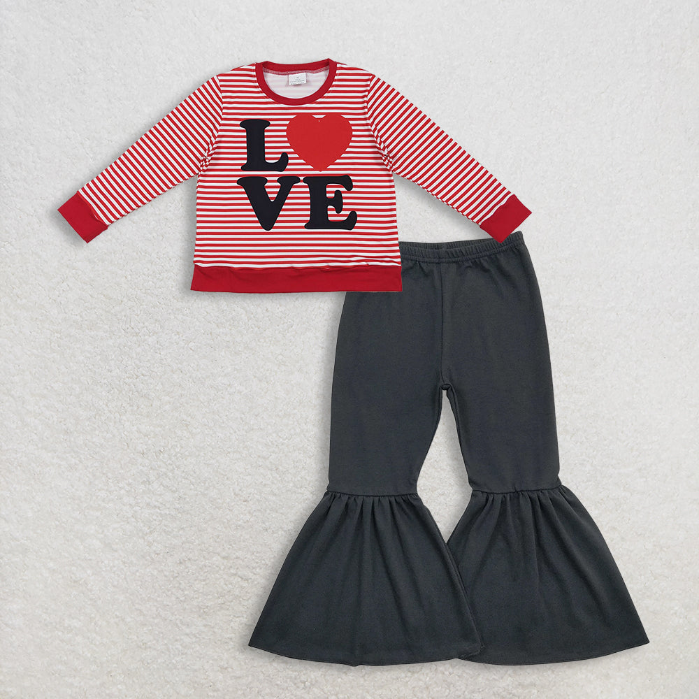 12/18m-7/8t RTS NO MOQ Sibling Baby Girls LOVE long sleeve pants Set and top and pants