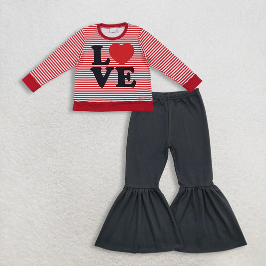 12/18m-7/8t RTS NO MOQ Sibling Baby Girls LOVE long sleeve pants Set and top and pants