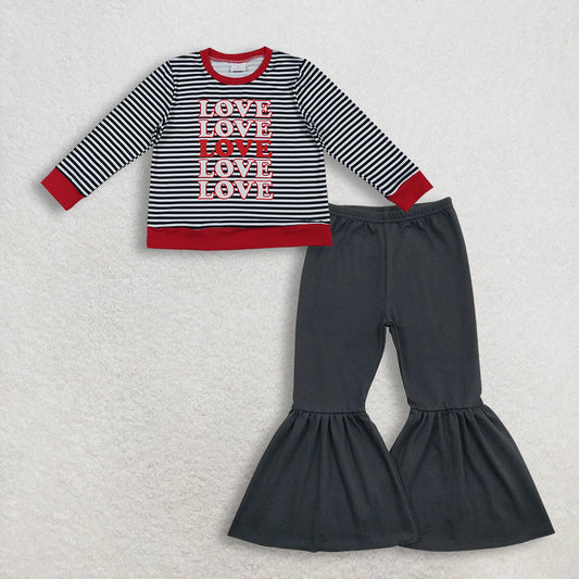 12/18m-7/8t RTS NO MOQ Sibling Baby Girls LOVE long sleeve pants Set and top and pants