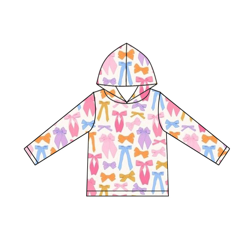 (Pre Order) No moq GT1241 pre-order toddler girl clothes bow hooded long Sleeve Top -2025.9.18