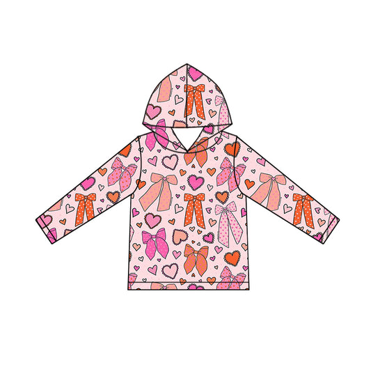 (Pre Order) No moq GT1244 pre-order toddler girl clothes bow love hooded long Sleeve Top -2025.9.18