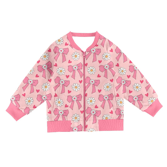(Pre Order) No moq GT1247 pre-order toddler girl clothes bow floral pink long Sleeve Top -2025.9.19