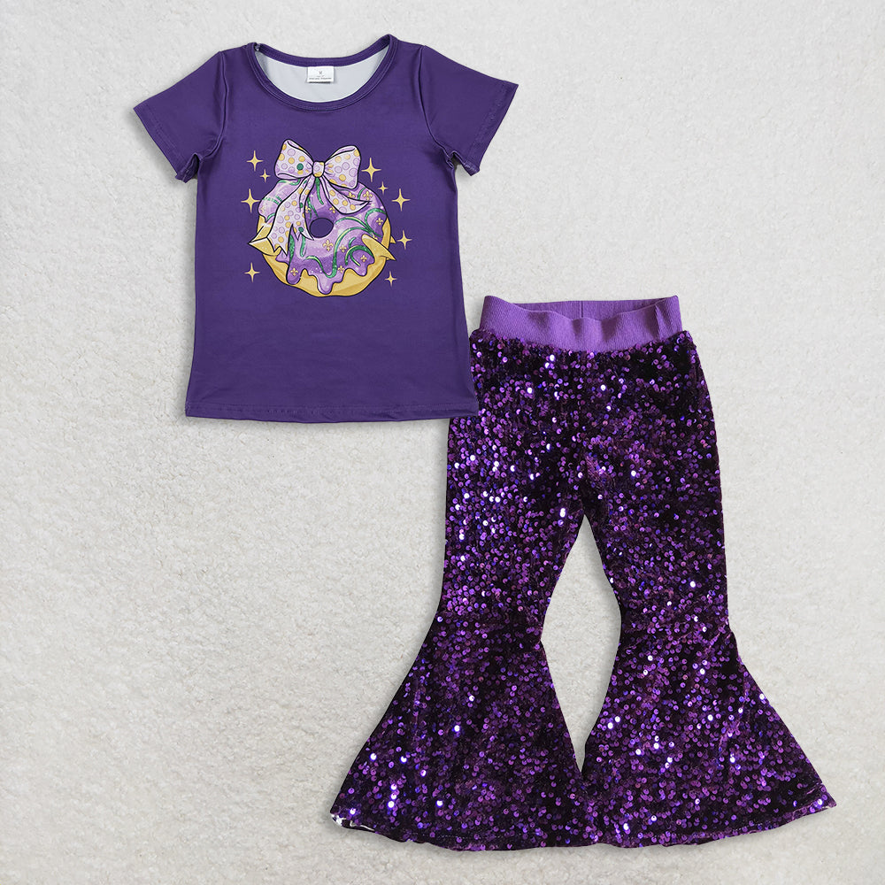 RTS NO MOQ Sibling Baby Girls Mardi Gras Outfit Set and top and pants
