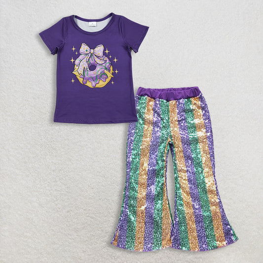 RTS NO MOQ Sibling Baby Girls Mardi Gras Outfit Set and top and pants
