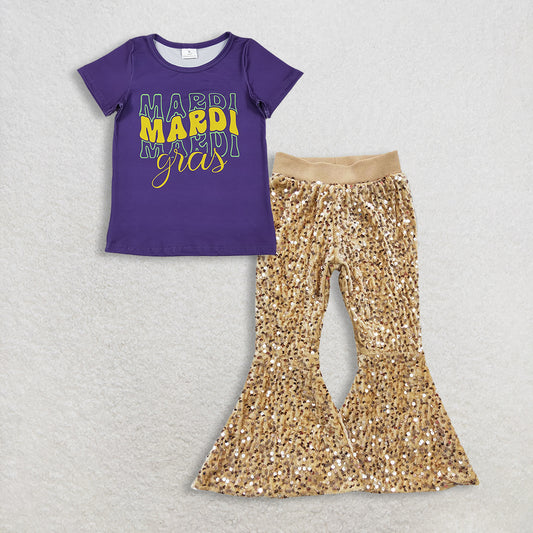 RTS NO MOQ Sibling Baby Girls Mardi Gras Outfit Set and top and pants