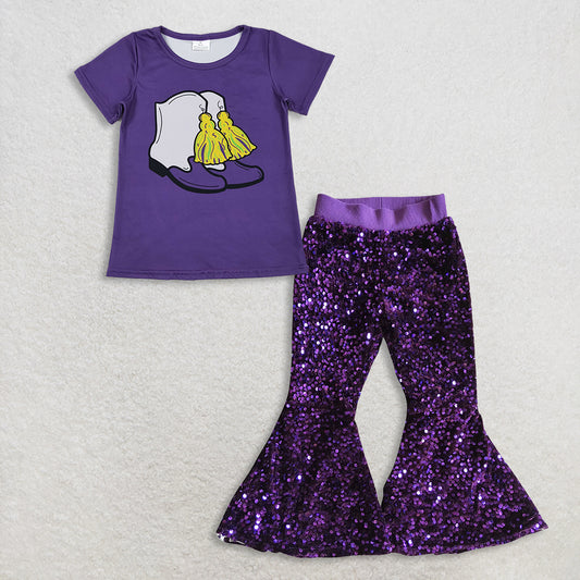 RTS NO MOQ Sibling Baby Girls Mardi Gras Outfit Set and top and pants
