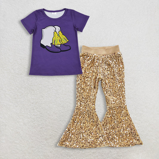 RTS NO MOQ Sibling Baby Girls Mardi Gras Outfit Set and top and pants