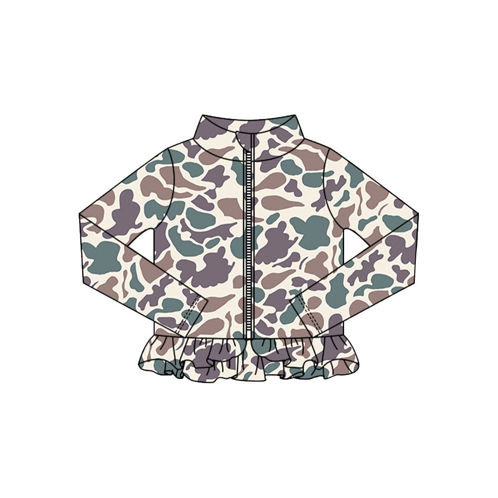 (Pre Order) No moq GT1314 pre-order toddler girl clothes yoga camouflage long Sleeve Top -2025.10.15