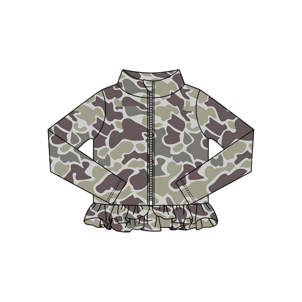 (Pre Order) No moq GT1319 pre-order toddler girl clothes yoga camouflage long Sleeve Top -2025.10.15