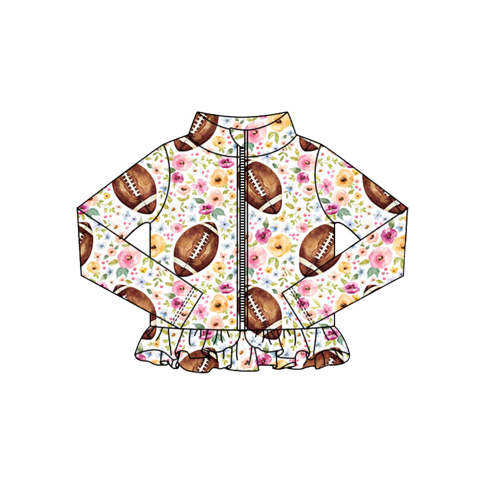 (Pre Order) No moq GT1324 pre-order toddler girl clothes yoga rugby floral long Sleeve Top -2025.10.15
